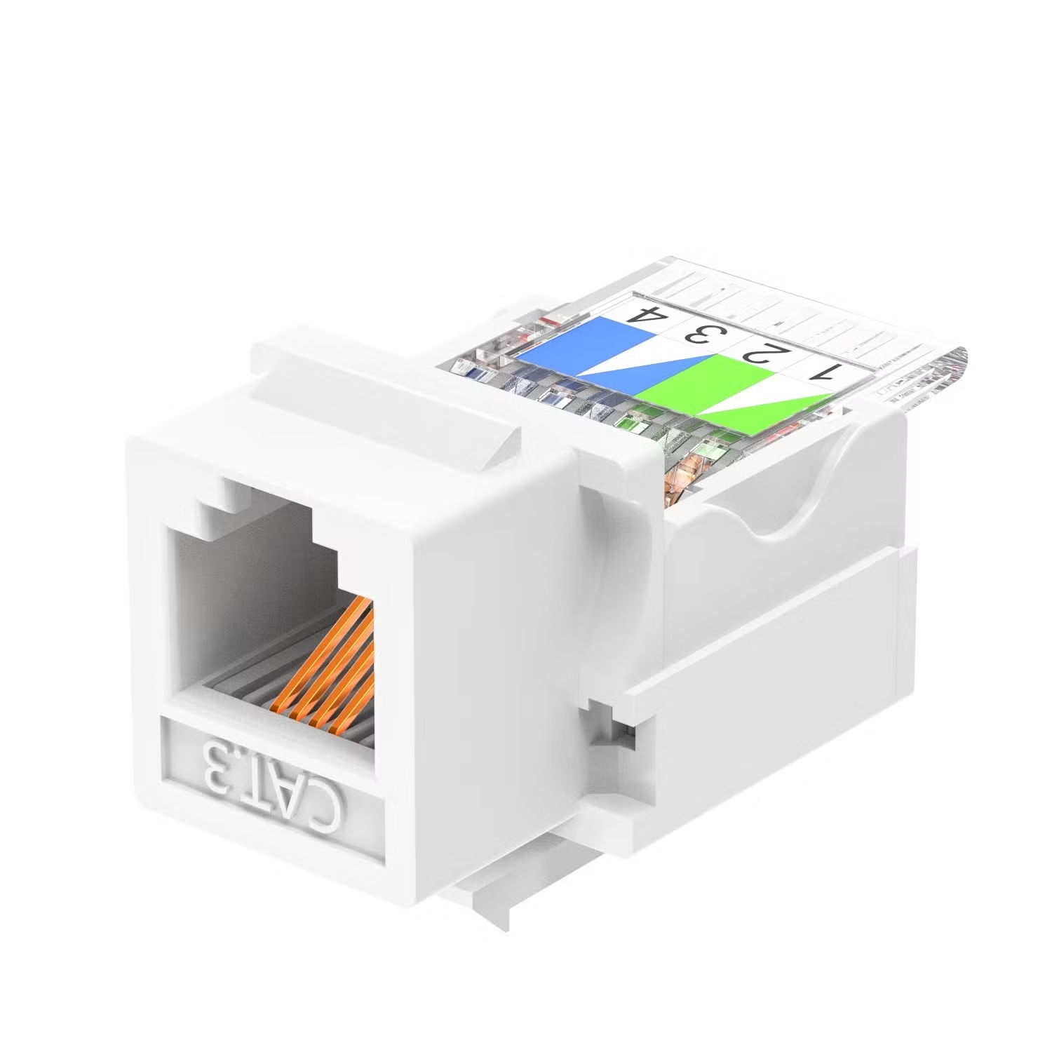 Cat-3-UTP-Keystone-Jack-90-Degree-Toolless